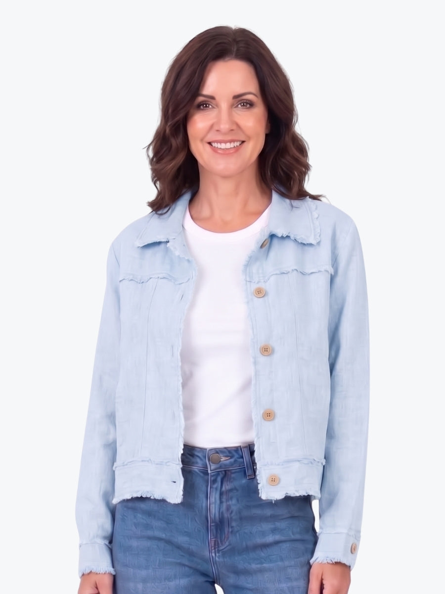 Maglia Lux Abbie Trim Linen Jacket | Powder
