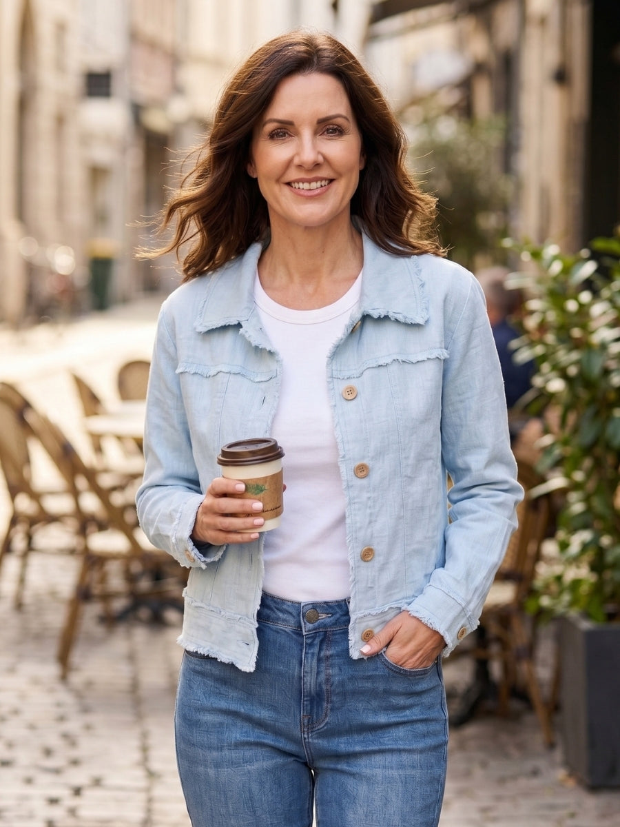 Maglia Lux Abbie Trim Linen Jacket | Powder