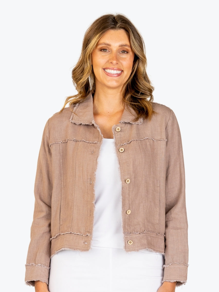 Maglia Lux Abbie Trim Jacket in Latte