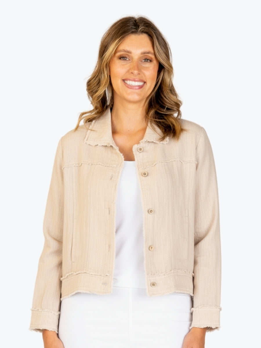 Maglia Lux Abbie Trim Jacket in Latte