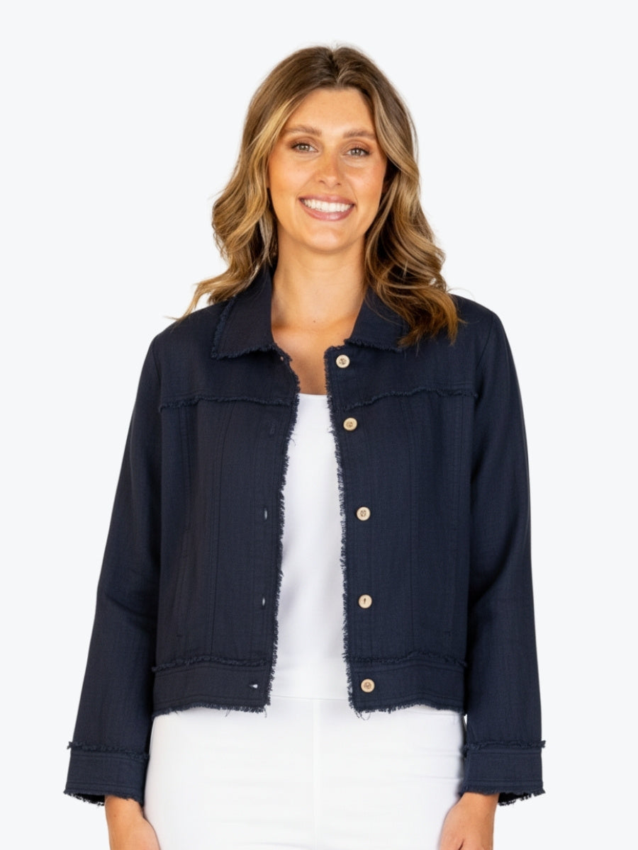 Maglia Lux Abbie Trim Jacket in Navy