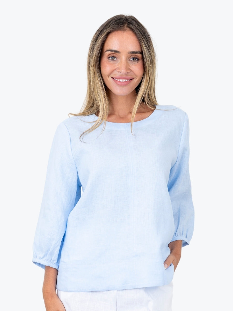 Maglia Lux Annie 3/4 Sleeve Linen Top | Powder