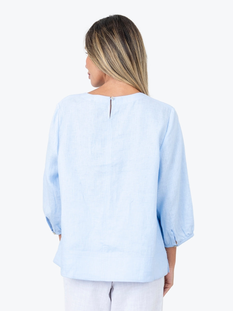 Maglia Lux Annie 3/4 Sleeve Linen Top | Powder