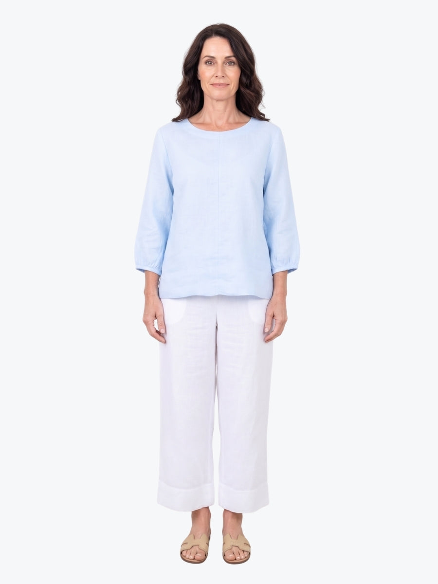 Maglia Lux Annie 3/4 Sleeve Linen Top | Powder