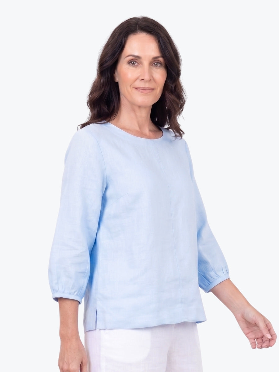 Maglia Lux Annie 3/4 Sleeve Linen Top | Powder