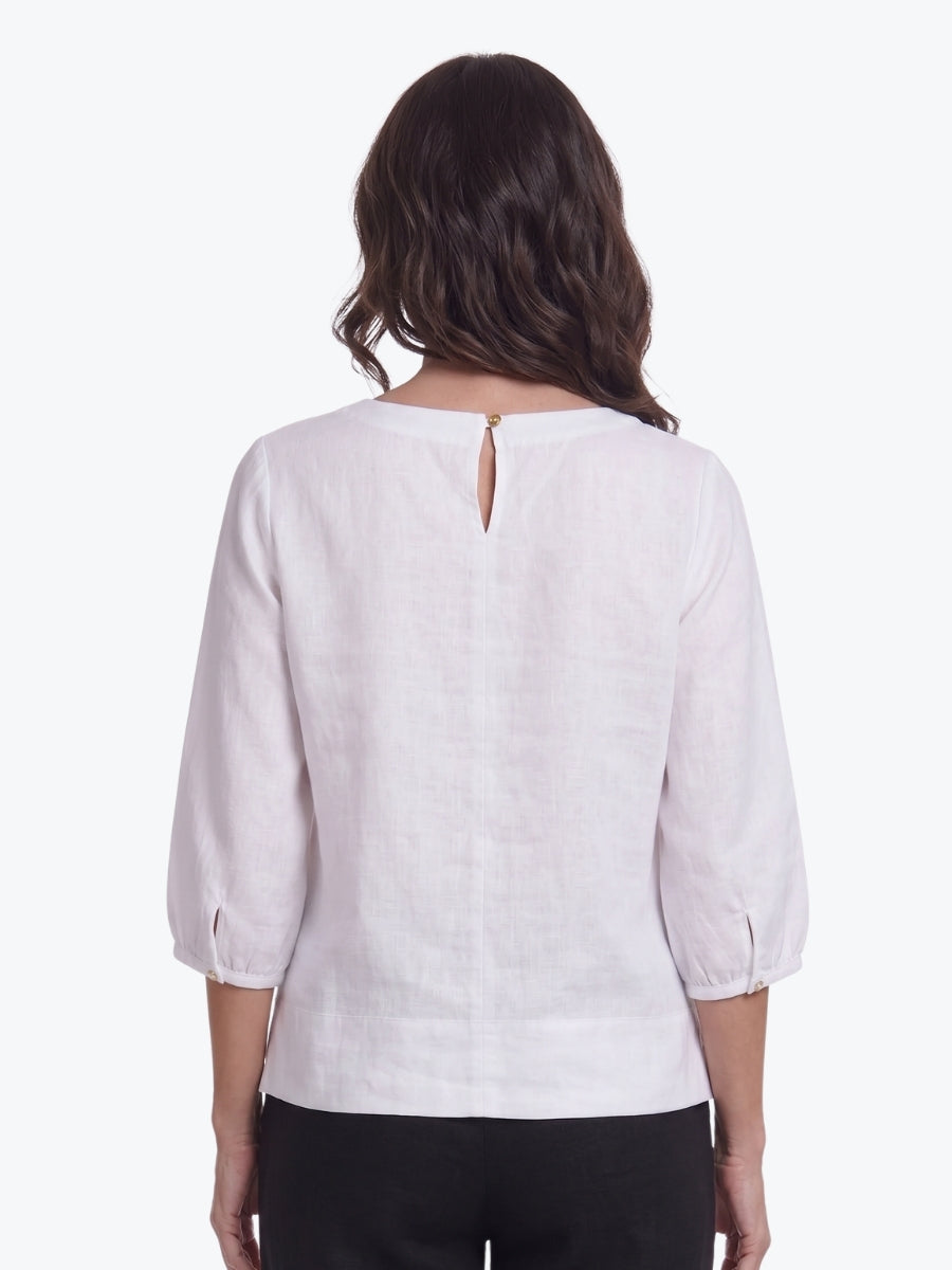 Maglia Lux Annie 3/4 Sleeve Top | White