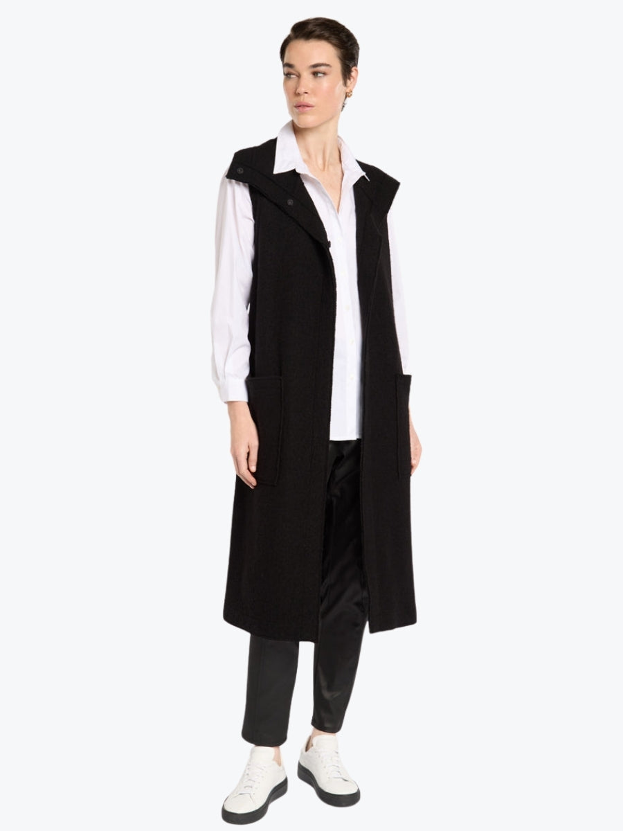 Marco Polo Boiled Wool Wrap Vest in Black