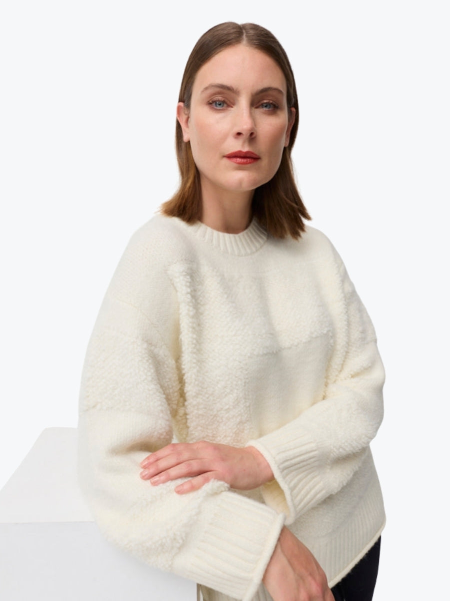 Marco Polo Boucle Patchwork Sweater | Ivory