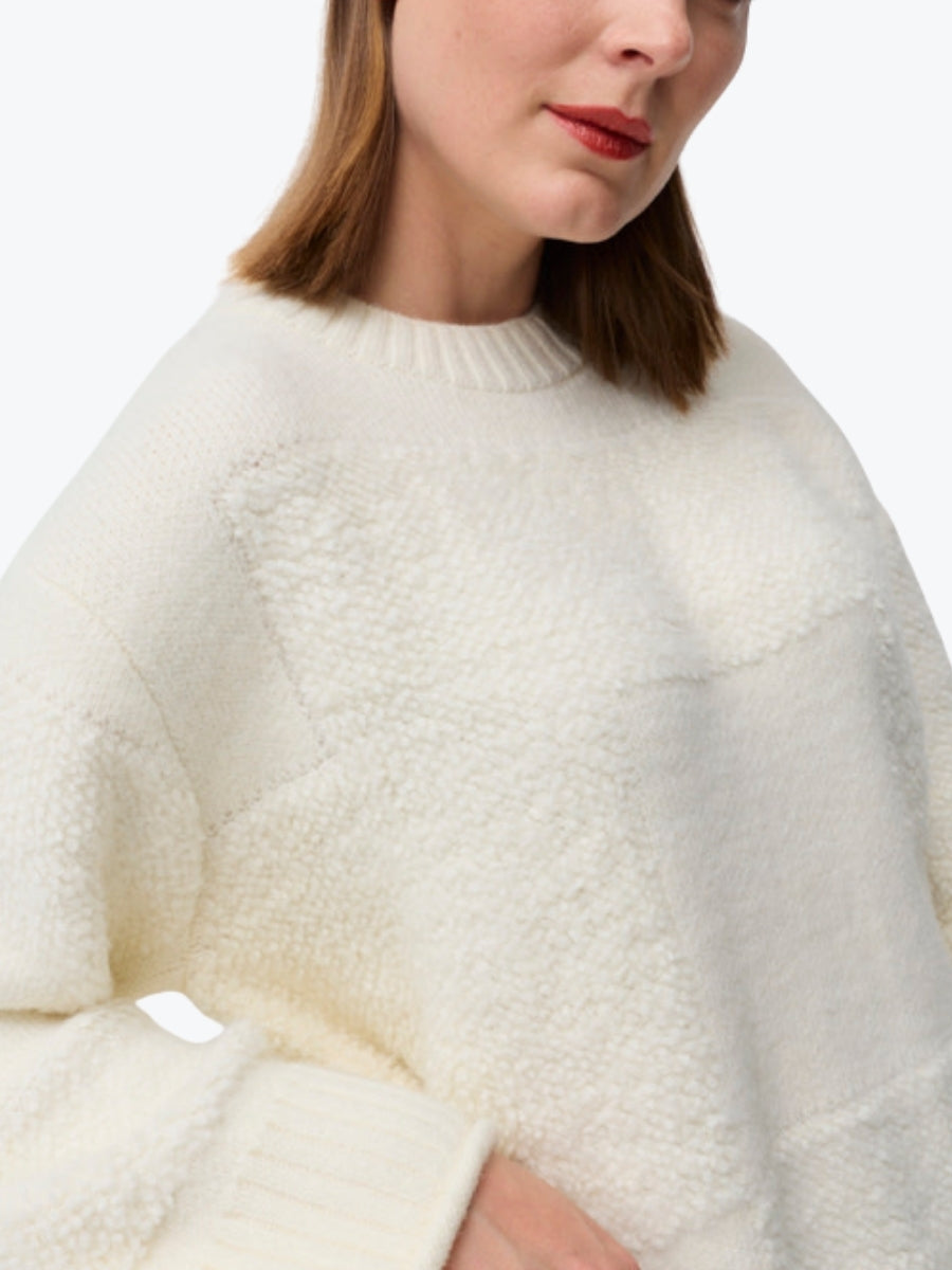 Marco Polo Boucle Patchwork Sweater | Ivory