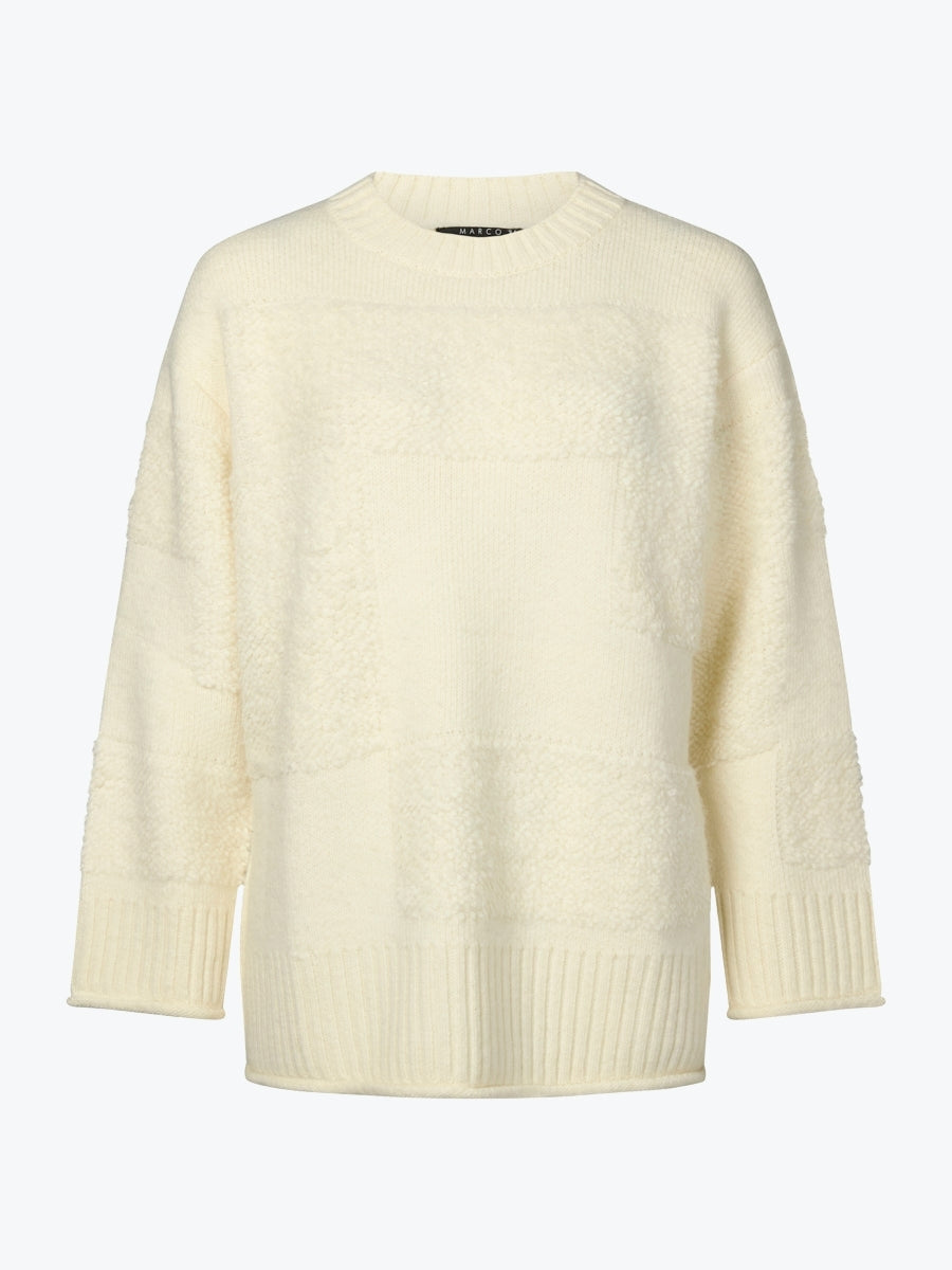 Marco Polo Boucle Patchwork Sweater | Ivory