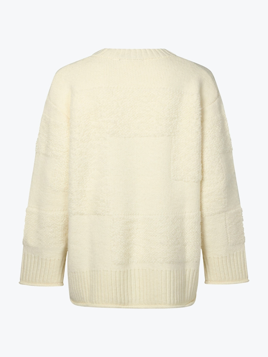 Marco Polo Boucle Patchwork Sweater | Ivory