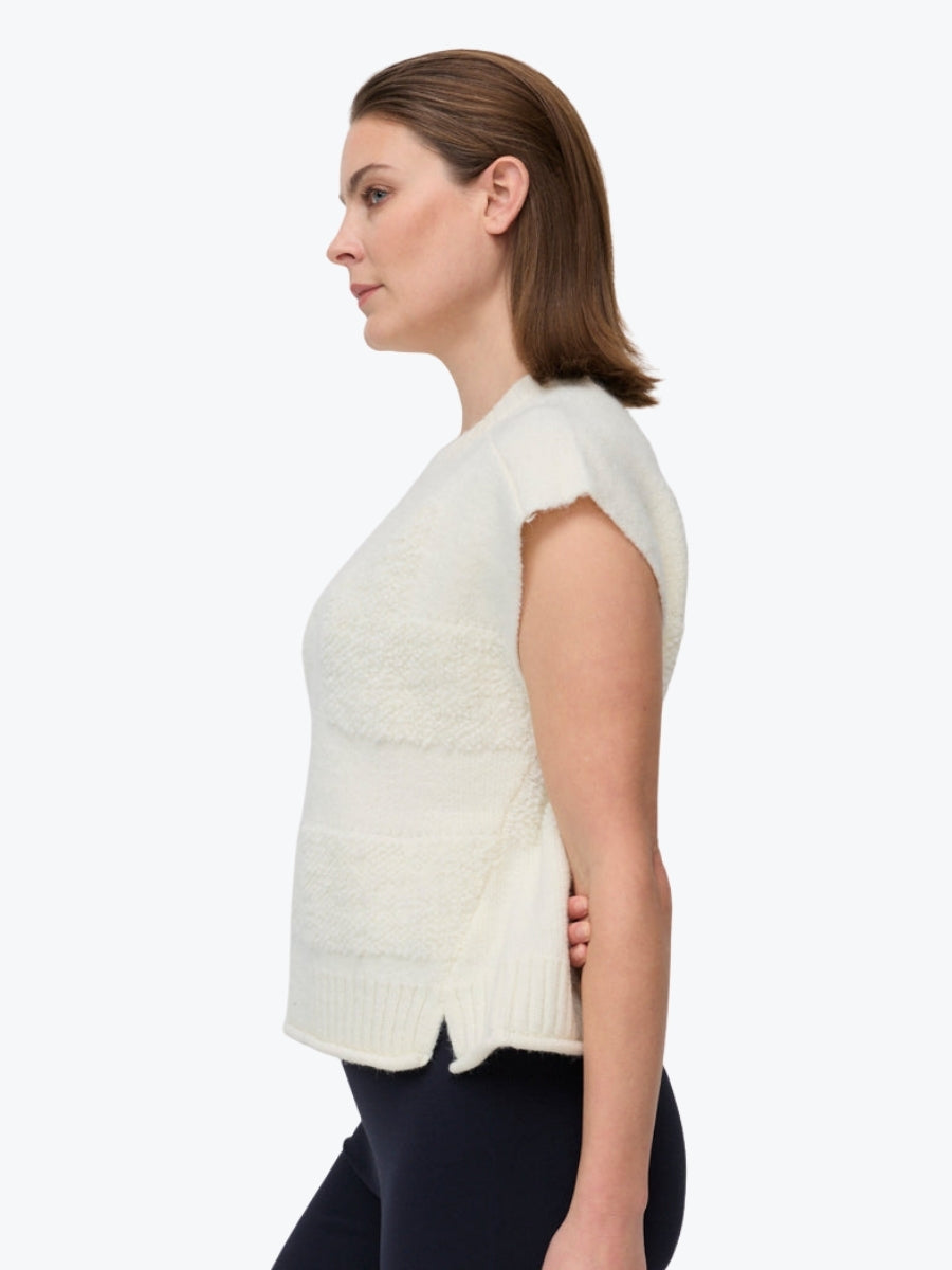 Marco Polo Boucle Patchwork Vest | Ivory
