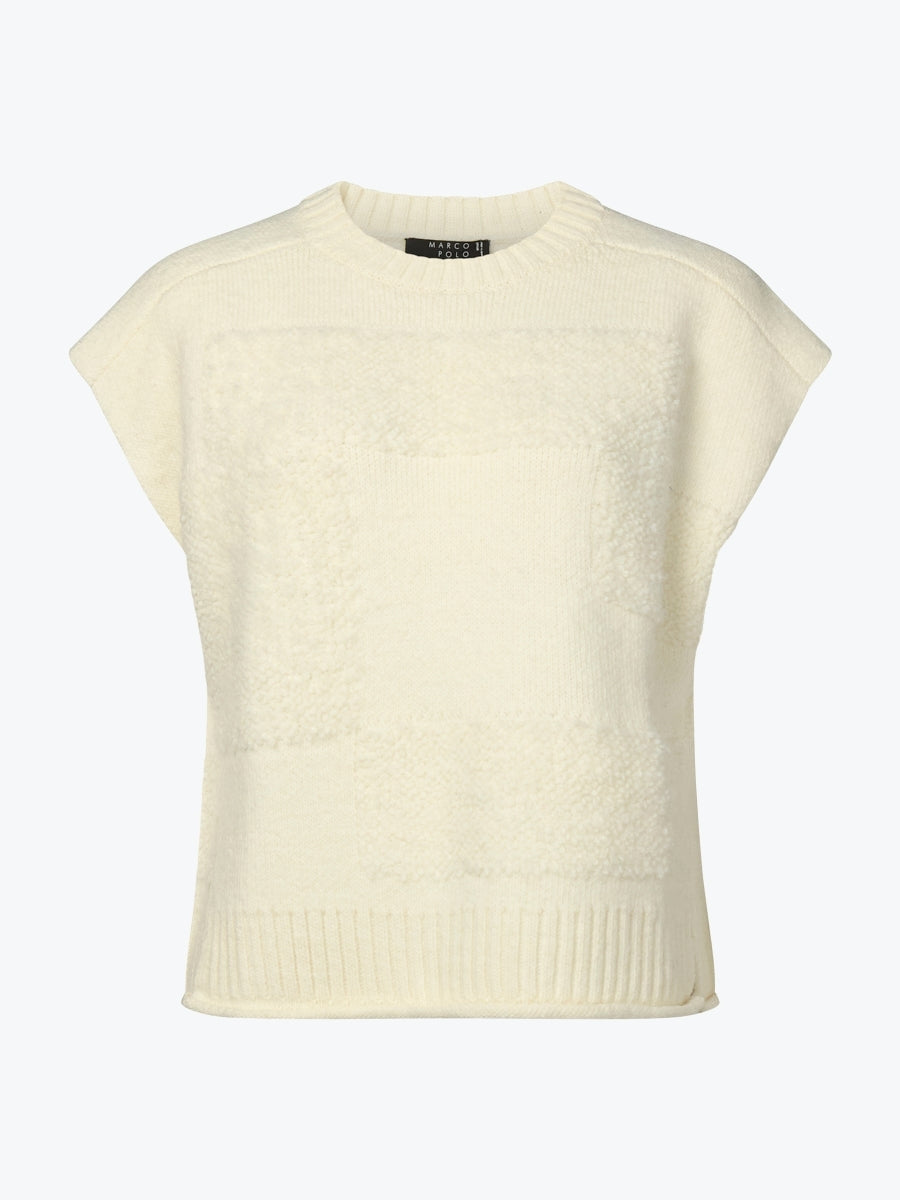 Marco Polo Boucle Patchwork Vest | Ivory