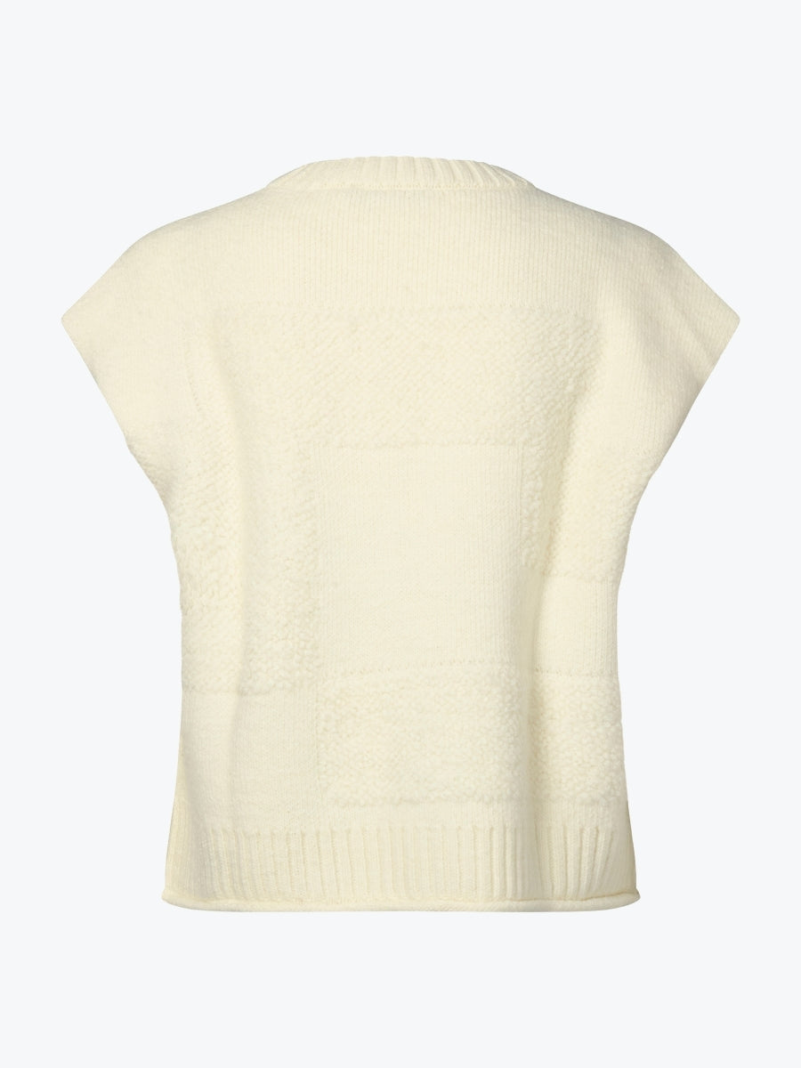 Marco Polo Boucle Patchwork Vest | Ivory