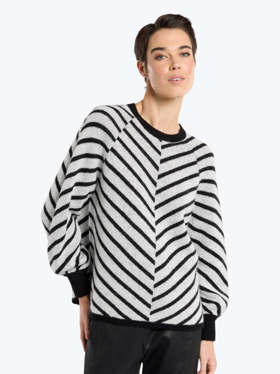 Marco Polo Chevron Stripe Sweater in Ivory