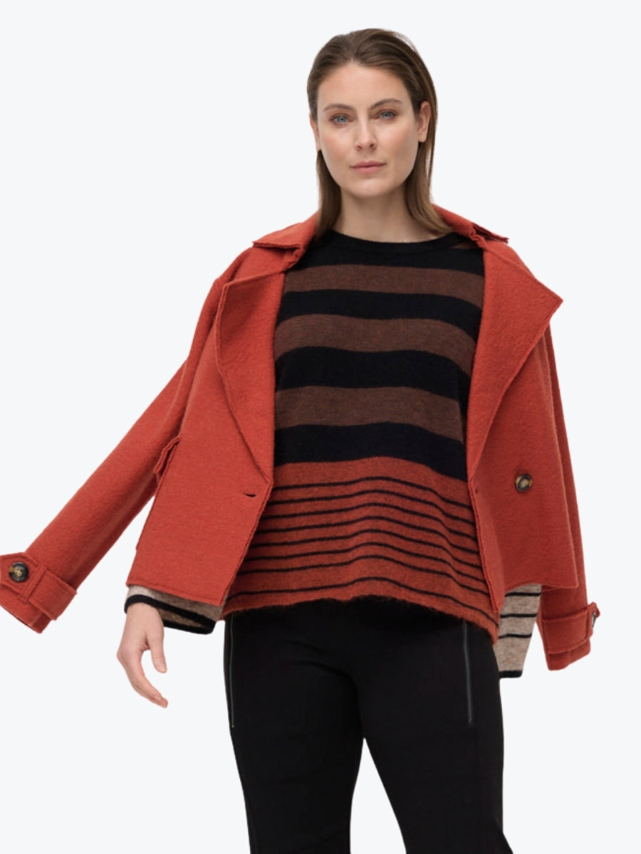 Marco Polo Cropped Boiled Wool Jacket | Copper