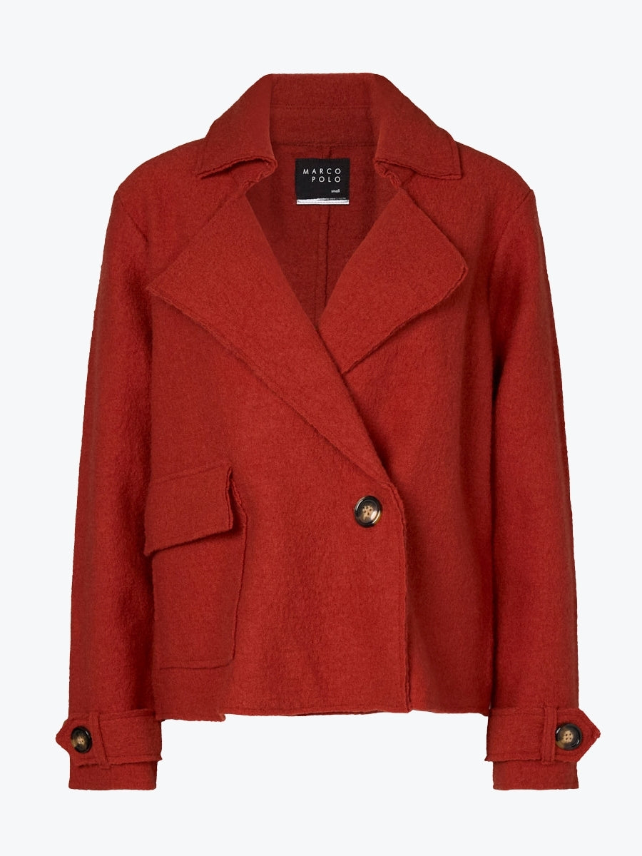 Marco Polo Cropped Boiled Wool Jacket | Copper