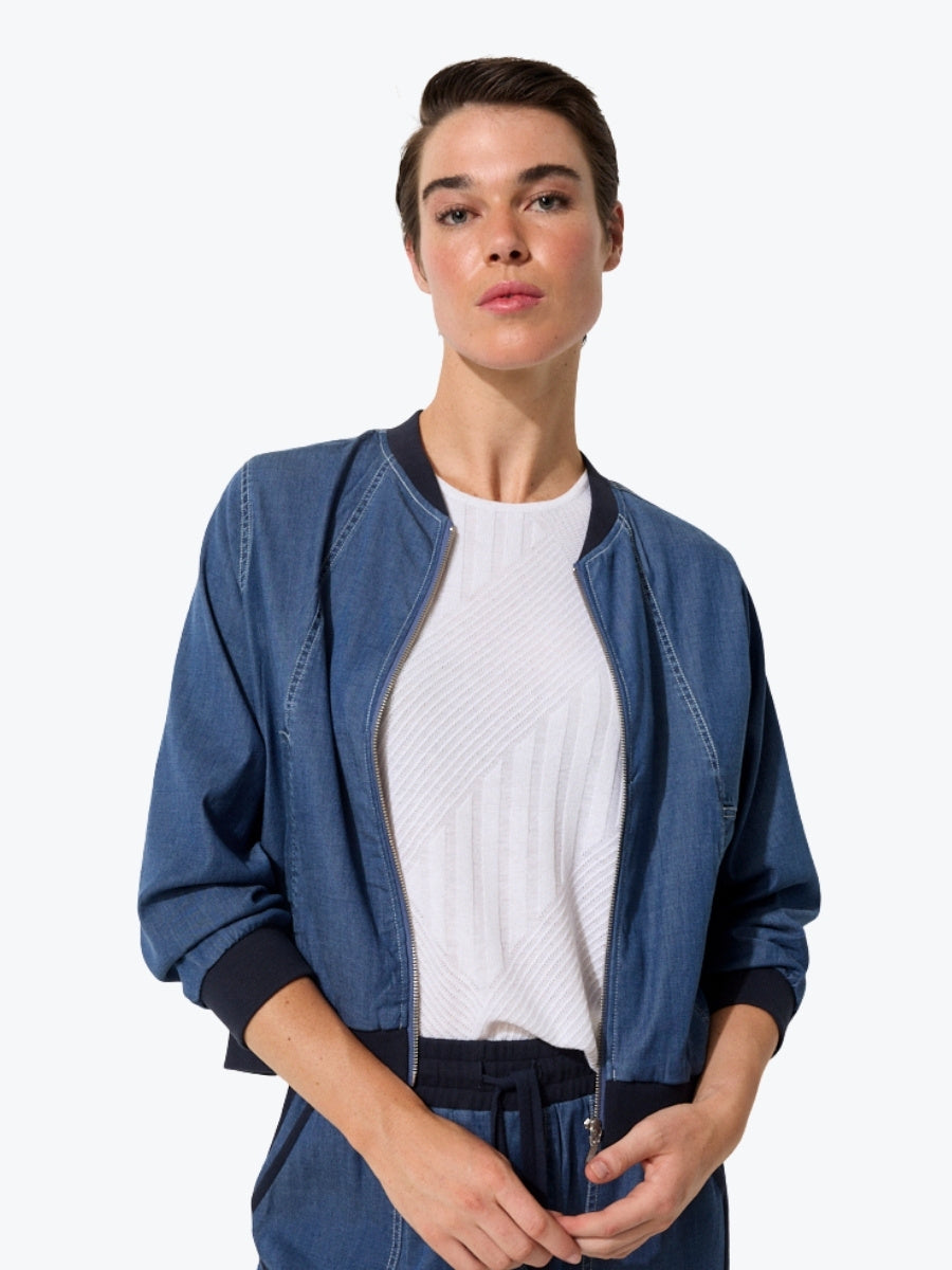 Marco Polo Denim Bomber Jacket in Light Denim