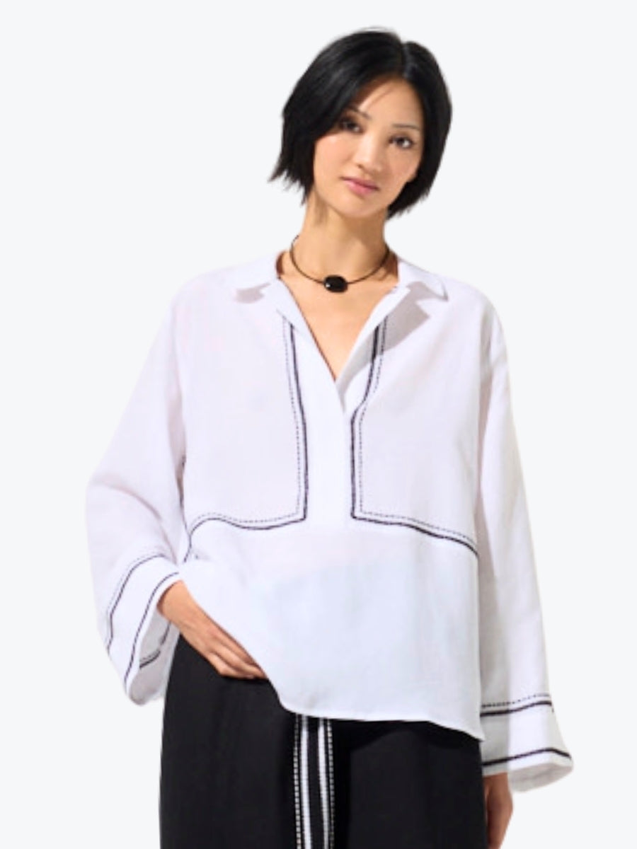 Marco Polo Embroidered Overshirt | White
