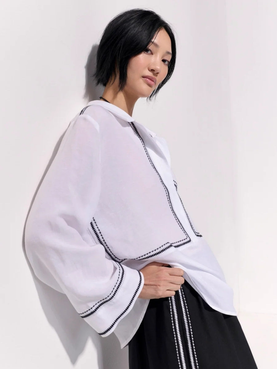 Marco Polo Embroidered Overshirt | White