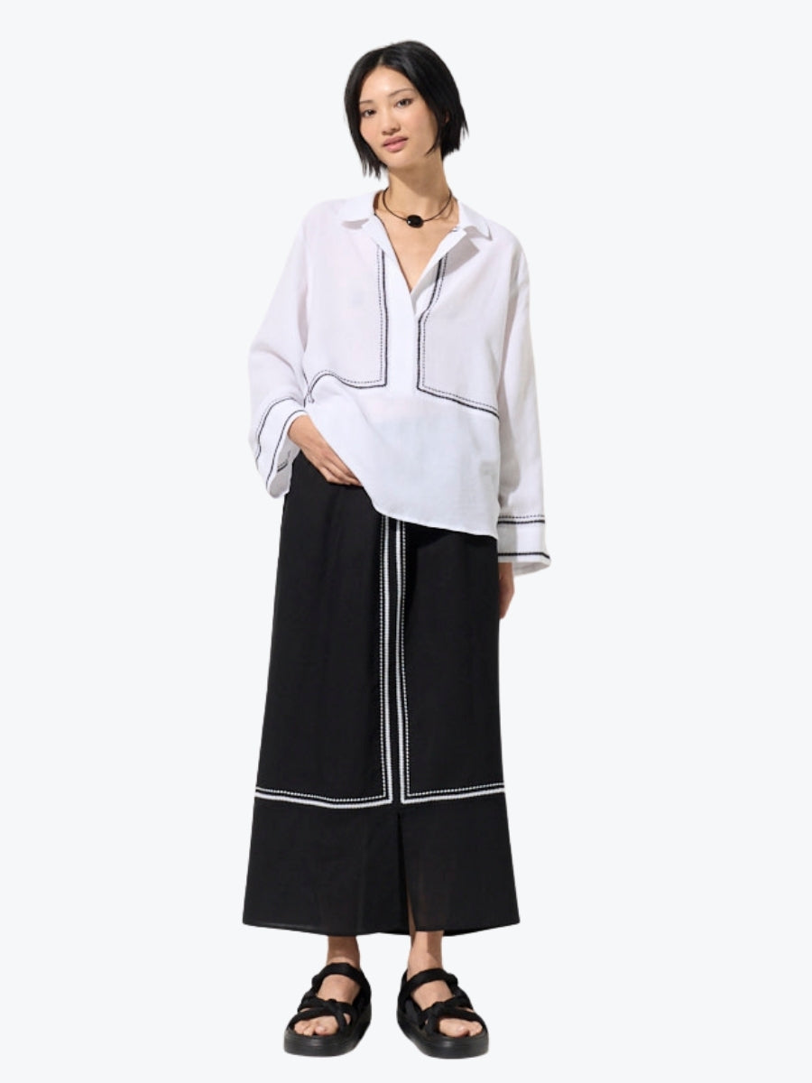 Marco Polo Embroidered Overshirt | White