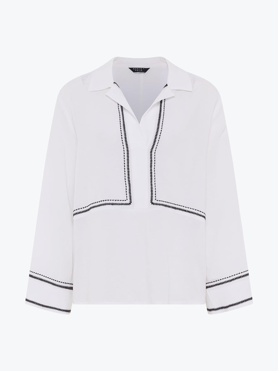 Marco Polo Embroidered Overshirt | White