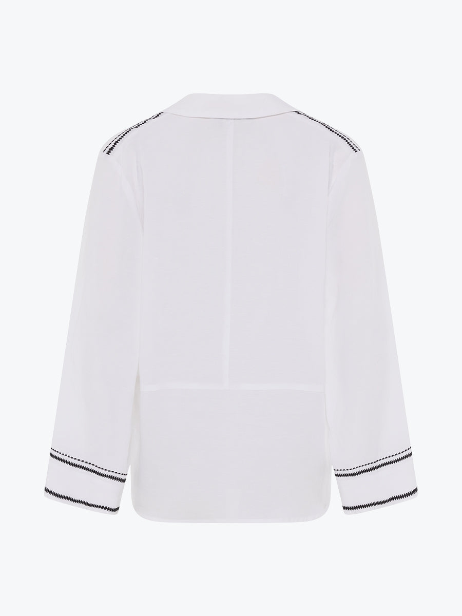 Marco Polo Embroidered Overshirt | White