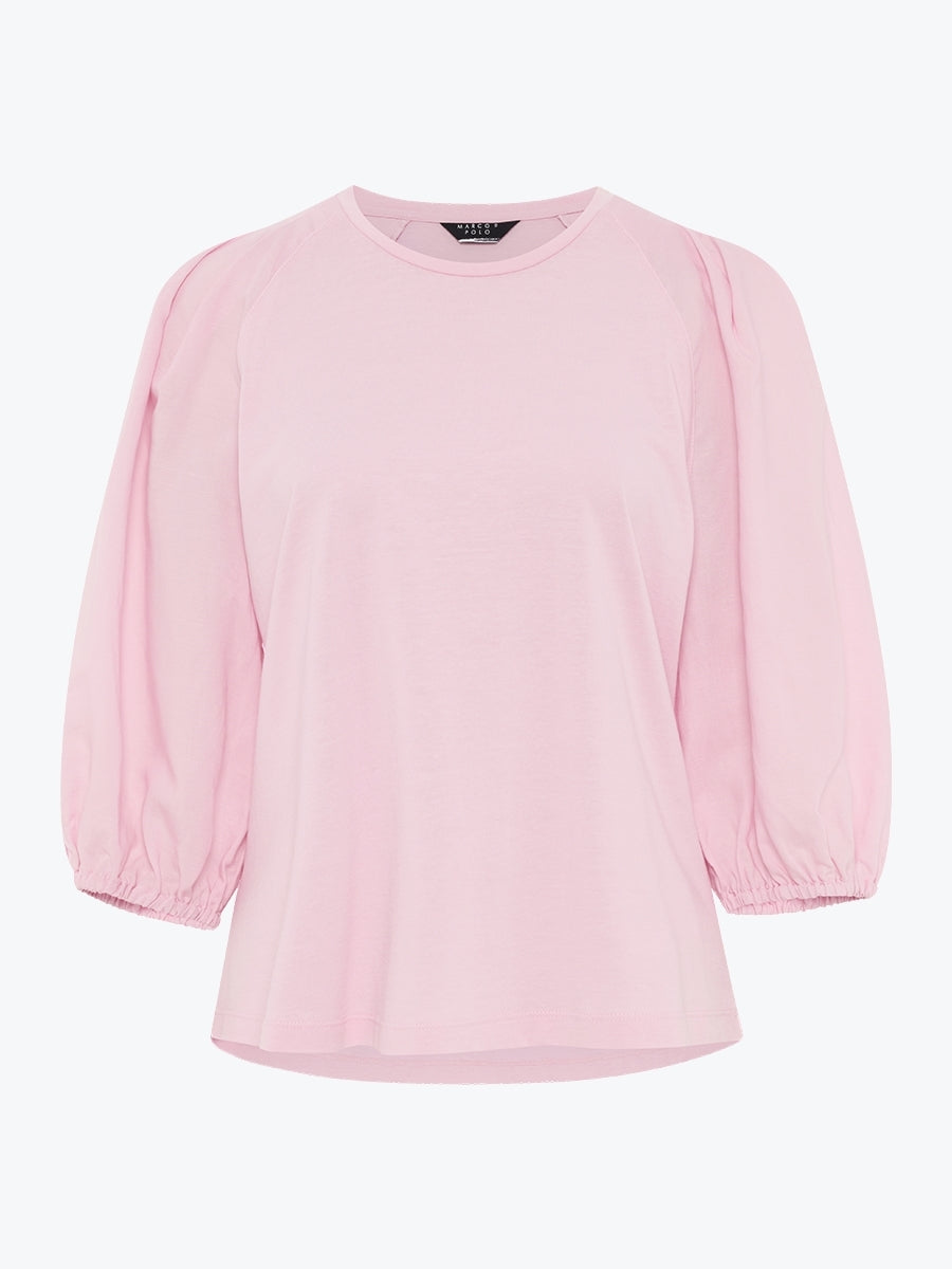 Marco Polo Pinstitch Gathered Sleeve Tee | Blush Pink