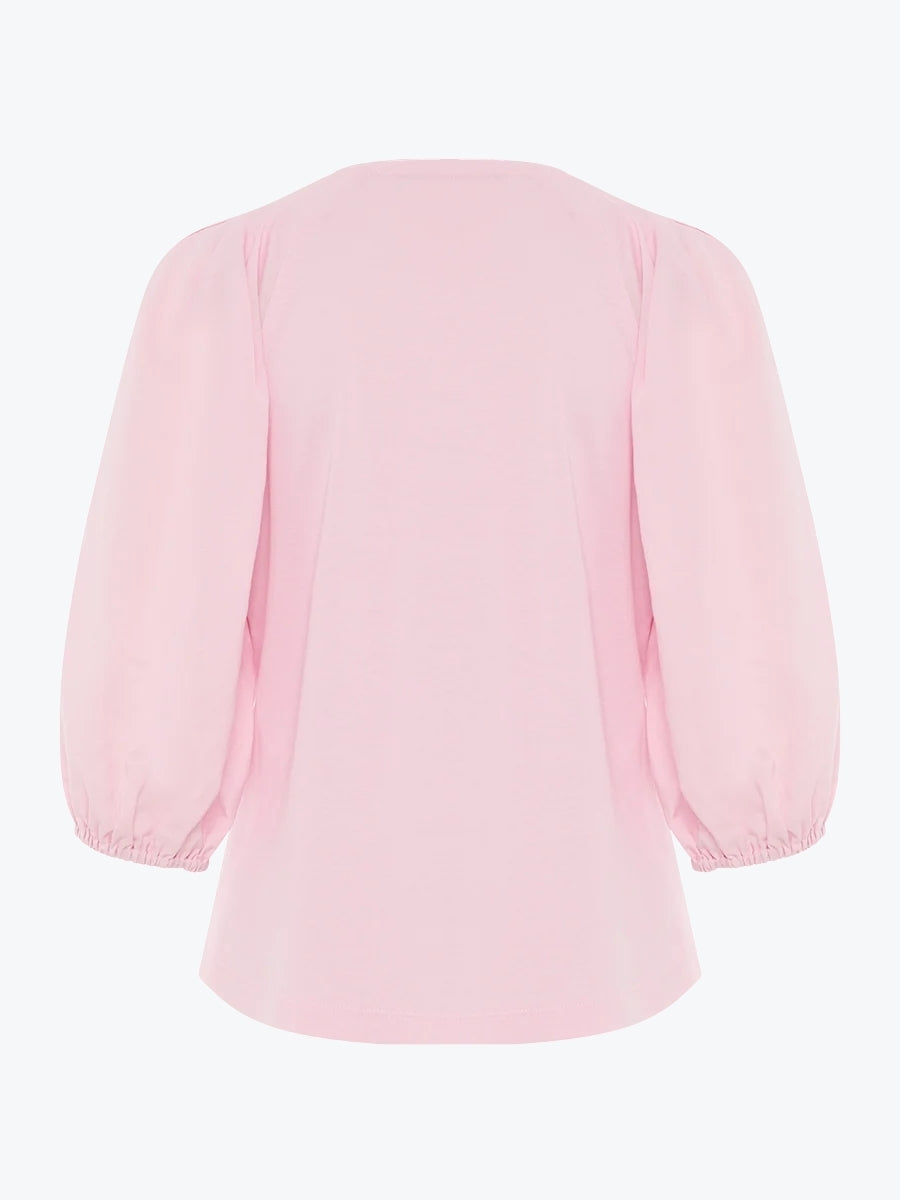 Marco Polo Pinstitch Gathered Sleeve Tee | Blush Pink
