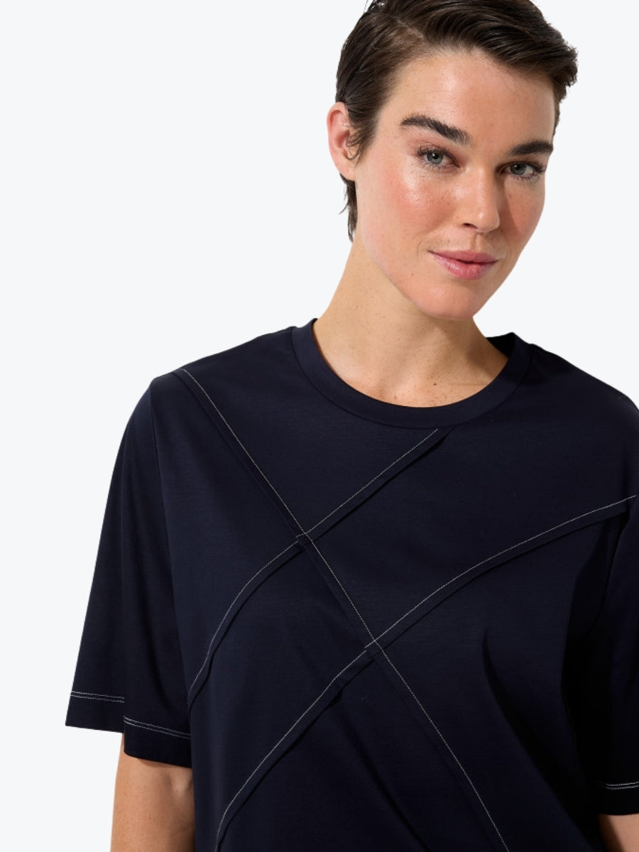 Marco Polo Pinstitch Tee in Navy