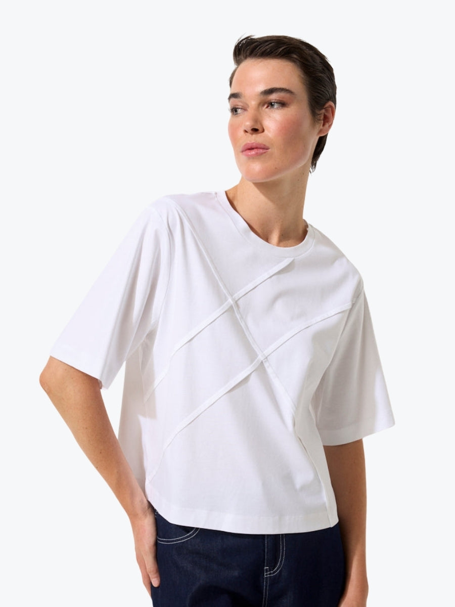 Marco Polo Pinstitch Tee in White