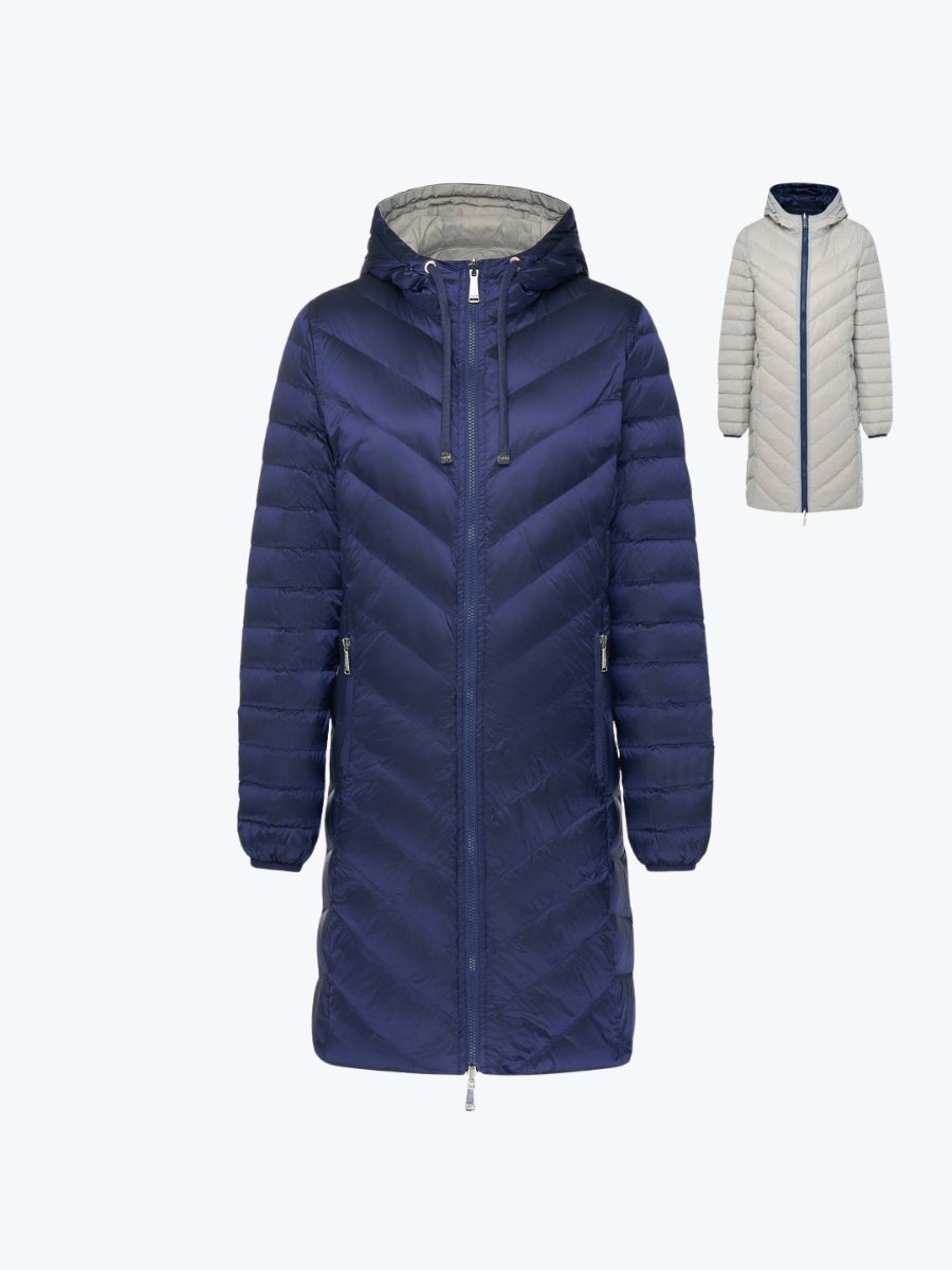 Moke Arnie Reversible Down Coat | Moonlight/Silver