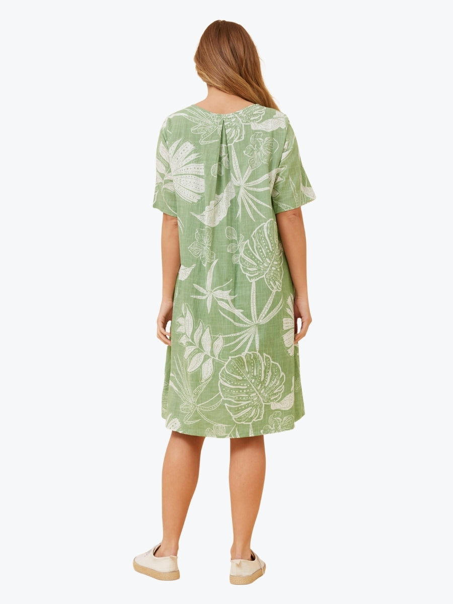 Mystic Monsoon Leaf Print Dress
