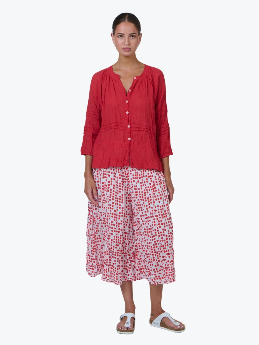 Namastai Crinkle Cotton Button Through Top