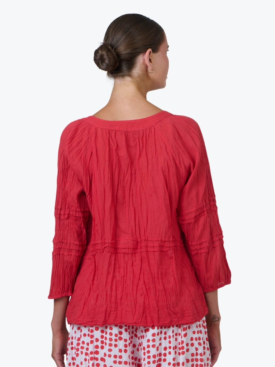 Namastai Crinkle Cotton Button Through Top