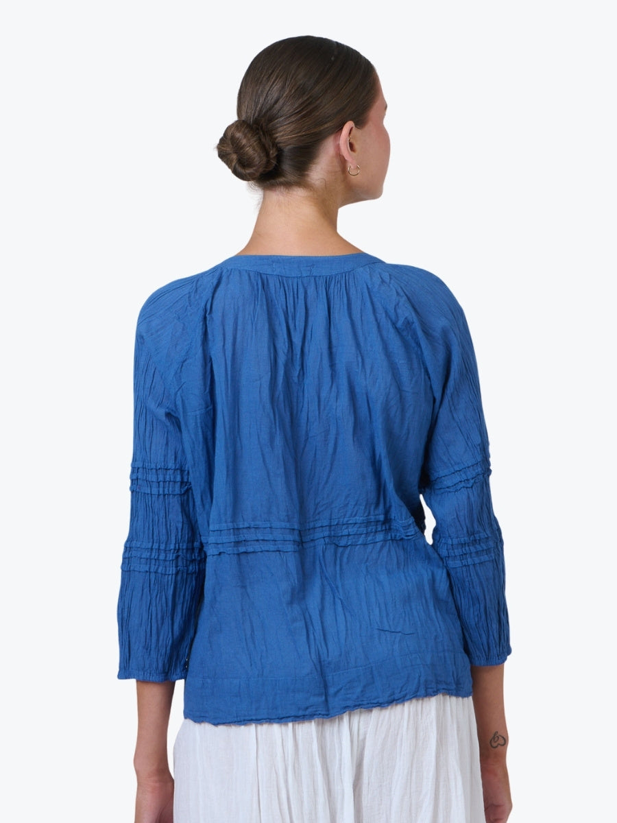 Namastai Crinkle Cotton Button Through Top