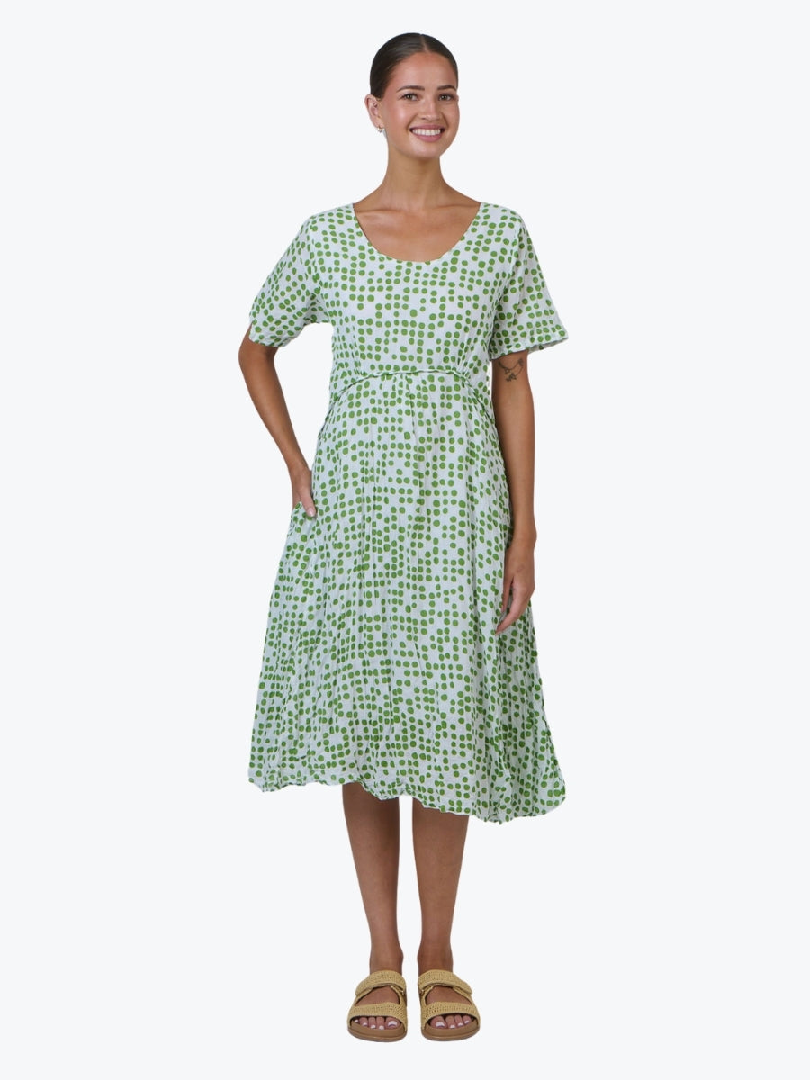 Namastai Crinkle Cotton Empire Dress in Code Meadow
