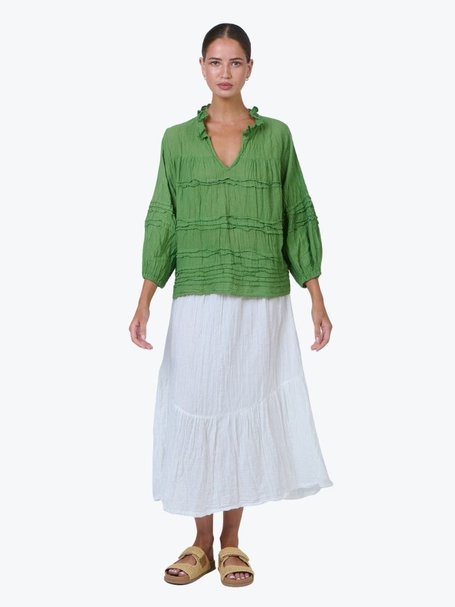 Namastai Crinkle Cotton Frill V Top