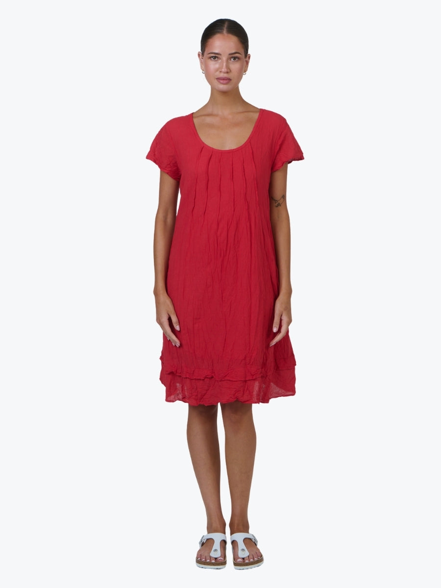 Namastai Crinkle Cotton Shift Dress in Chilli