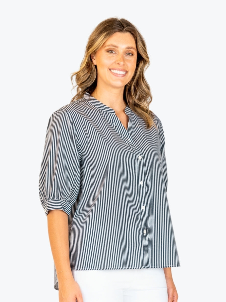 Renoma Bella Stripe Shirt in Navy
