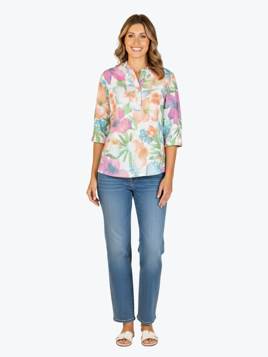 Renoma Harper Shirt in Pink Floral