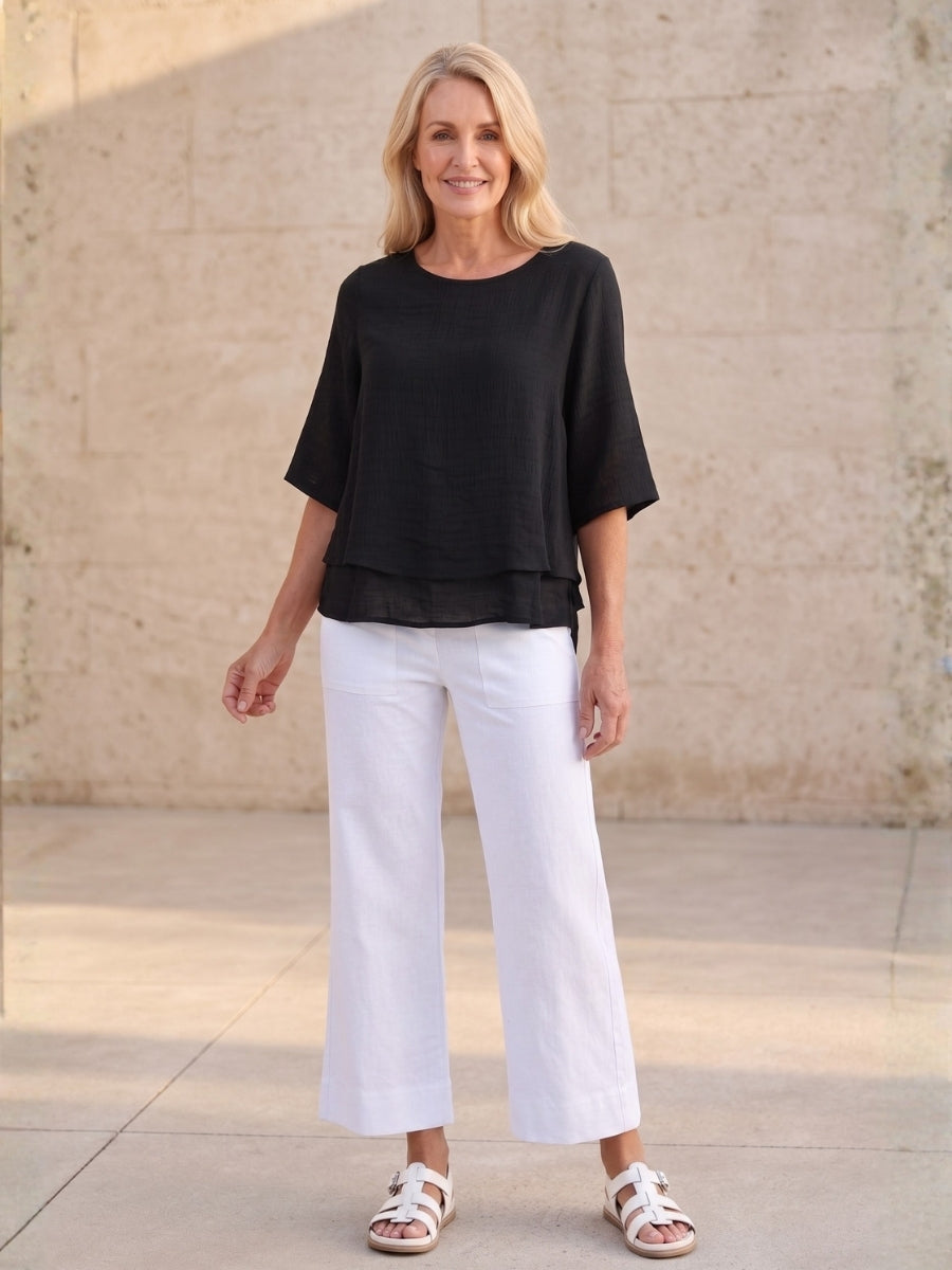 Renoma Leo Layered Top | Black