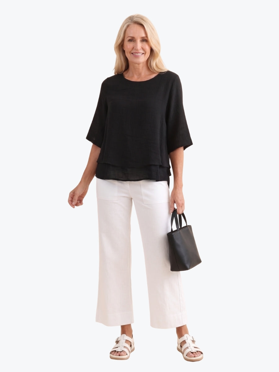 Renoma Leo Layered Top | Black