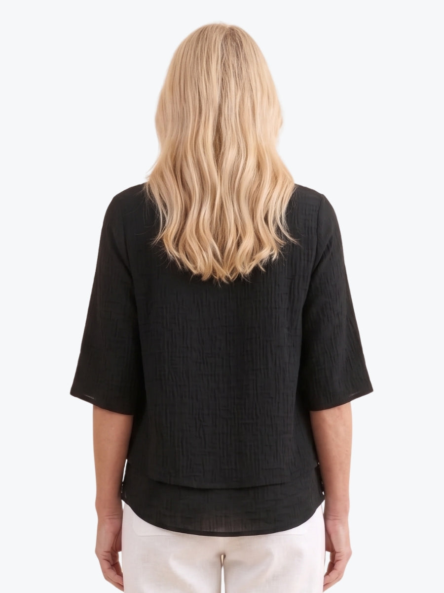Renoma Leo Layered Top | Black
