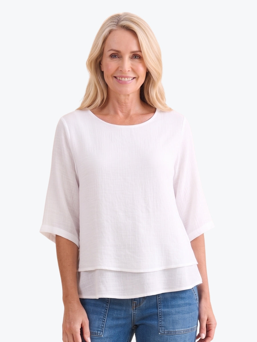 Renoma Leo Layered Top | White