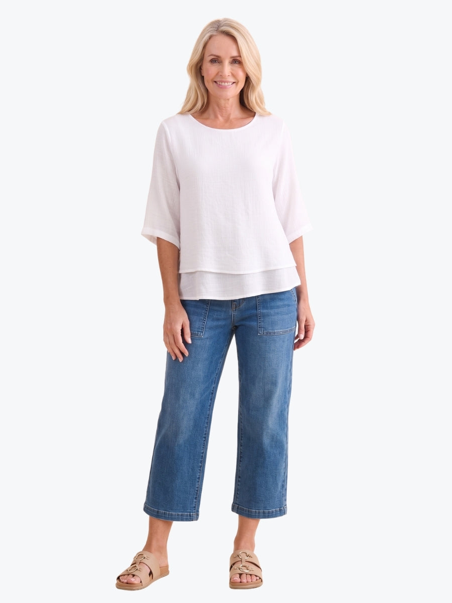 Renoma Leo Layered Top | White
