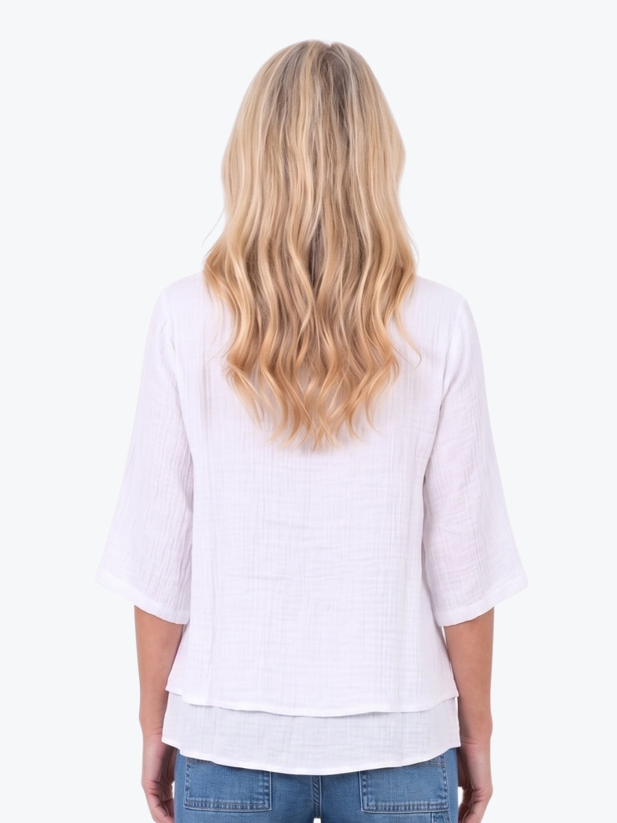 Renoma Leo Layered Top | White