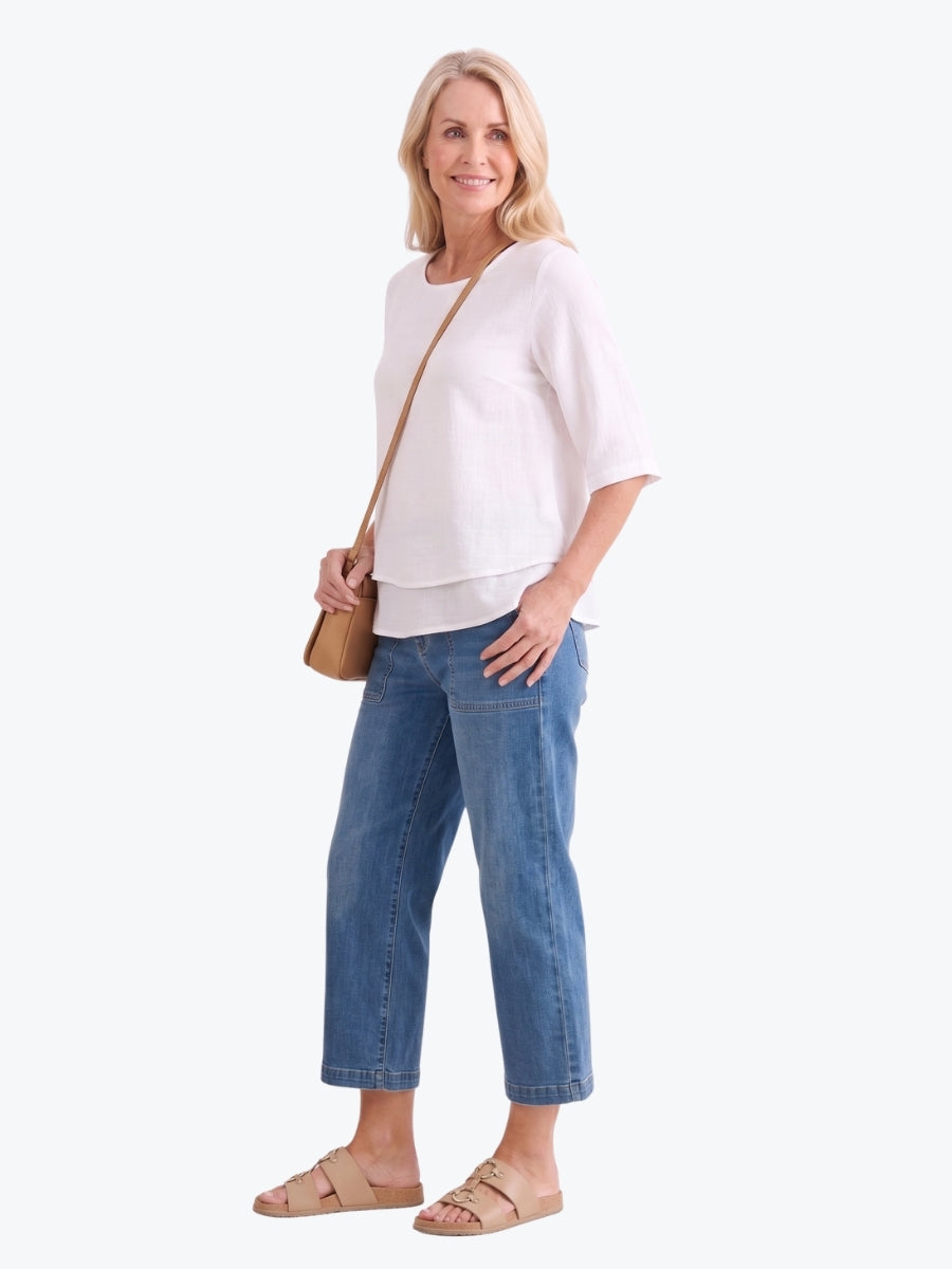 Renoma Leo Layered Top | White