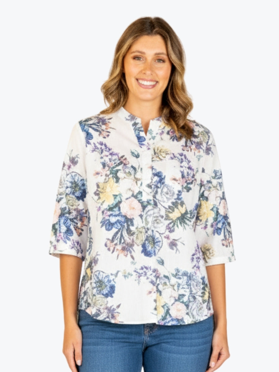 Renoma Zoe Shirt in White Floral