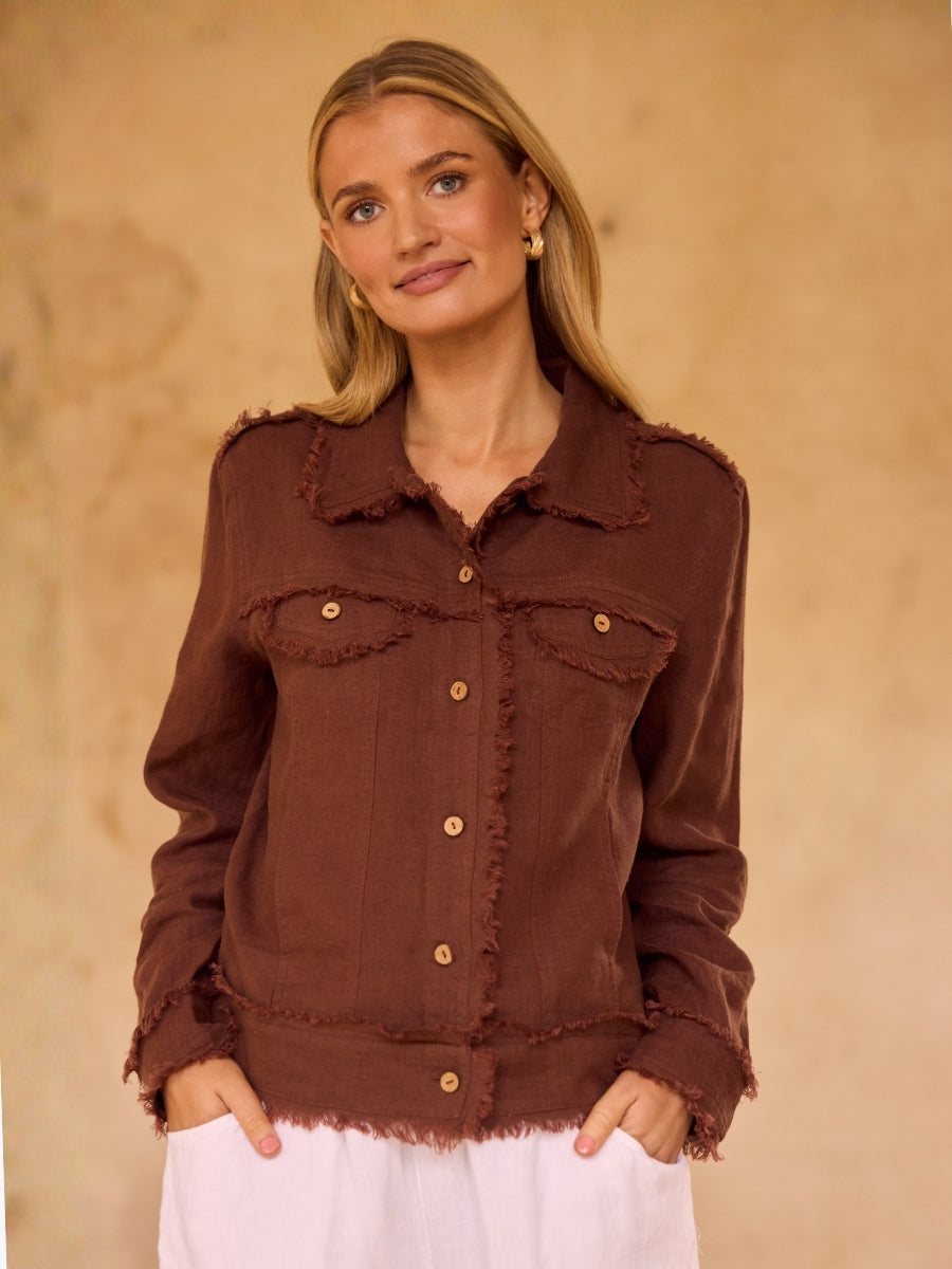 The Shanty Monza Jacket | Chocolate Linen